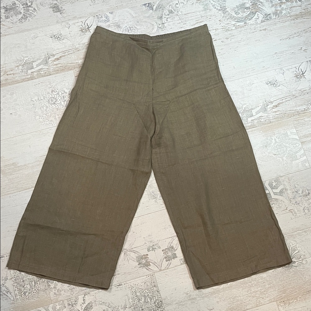 FH Clothing Co Tan Brown Linen Wide Leg Pants Size XL